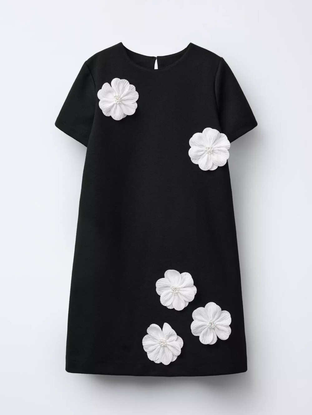 Zara Contrast Dress with White Floral Appliqués ( Size 13-14 Years )